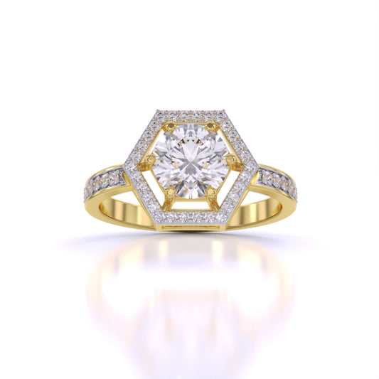 1 Carat Vintage Hexagonal Halo Ring