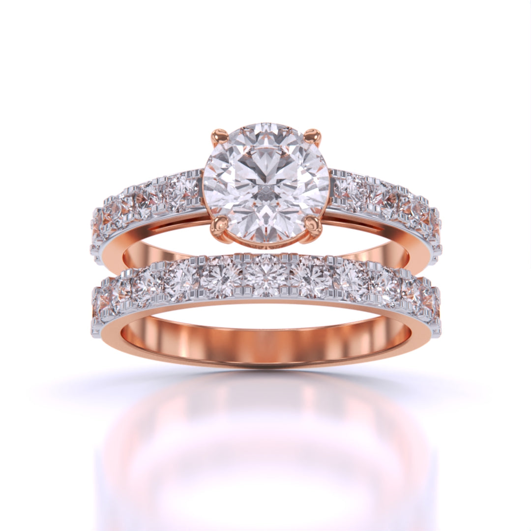 Scalloped Engagement Ring & Wedding Band