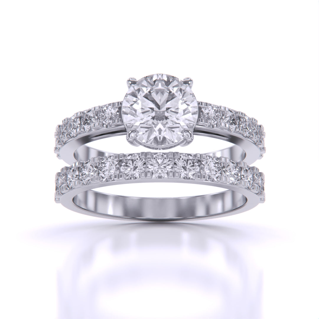 Scalloped Engagement Ring & Wedding Band