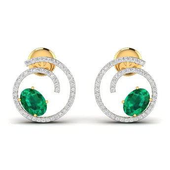 Buy OVAL Coloured Stone Diamond Hoop Earring from Ivana Jewels Best lab grown diamond jewellery brand