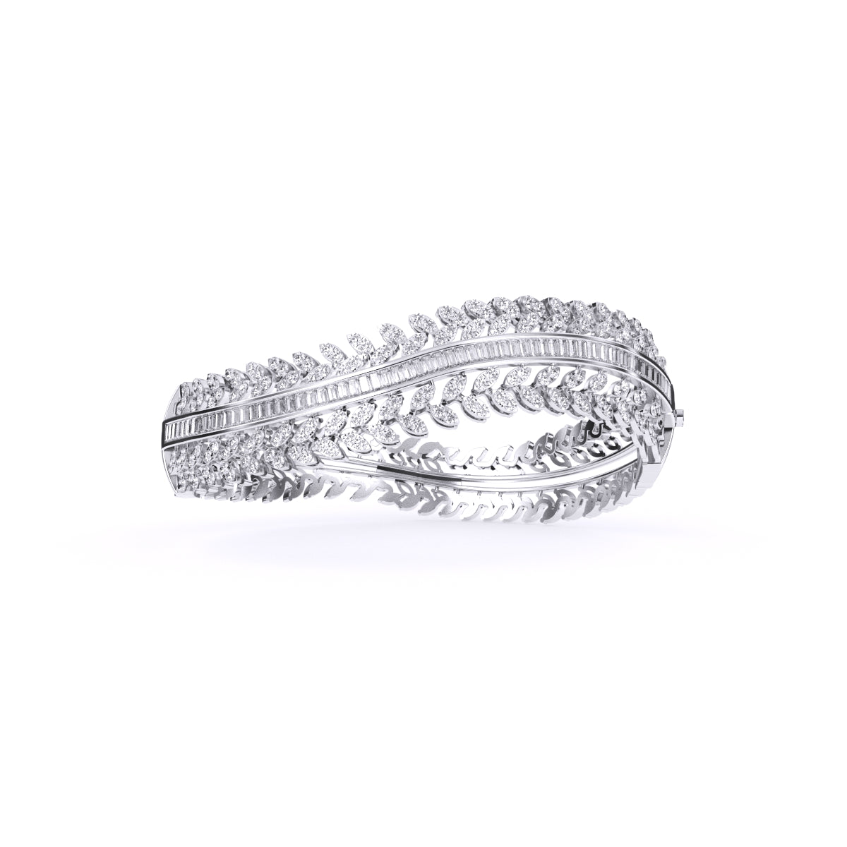 Baguette & Round Diamond Classic Kada Bracelet