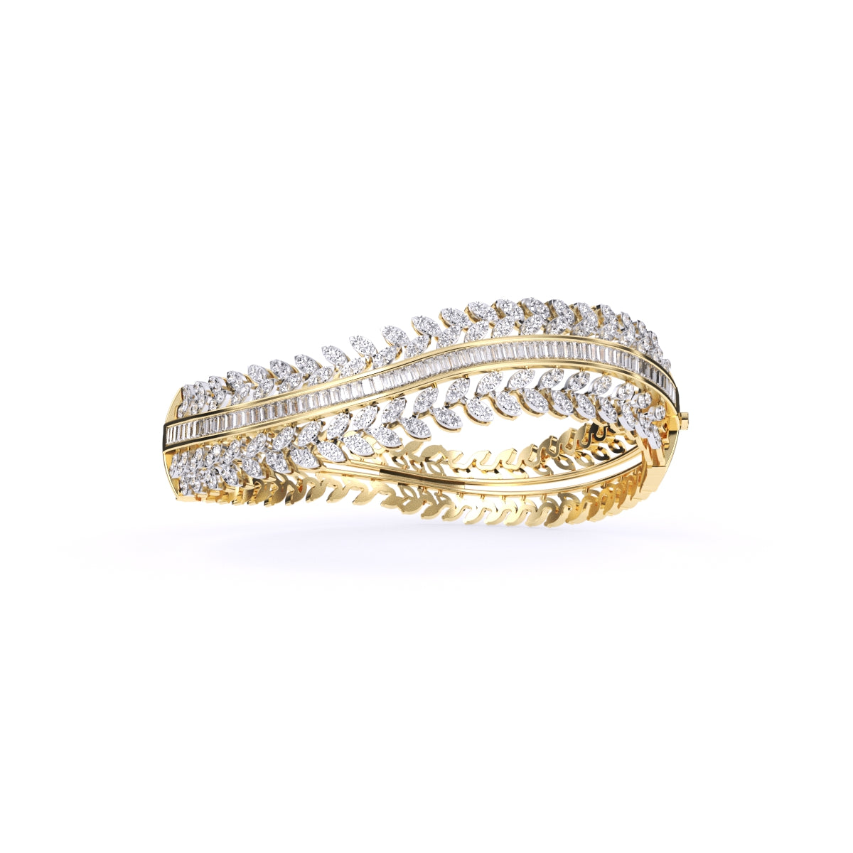 Baguette & Round Diamond Classic Kada Bracelet