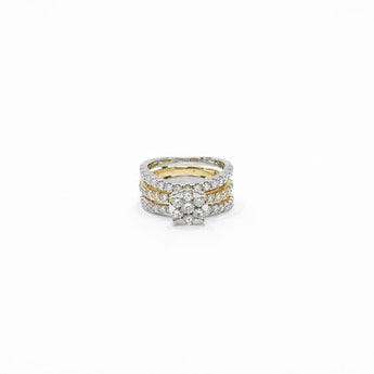 2 Carat Round Diamond Floral Cluster Ring with Triple Pave Band