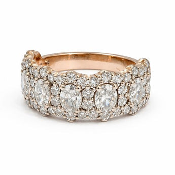 4 Carat Diamond Multi-Stone Statement Ring with Oval Center Clusters