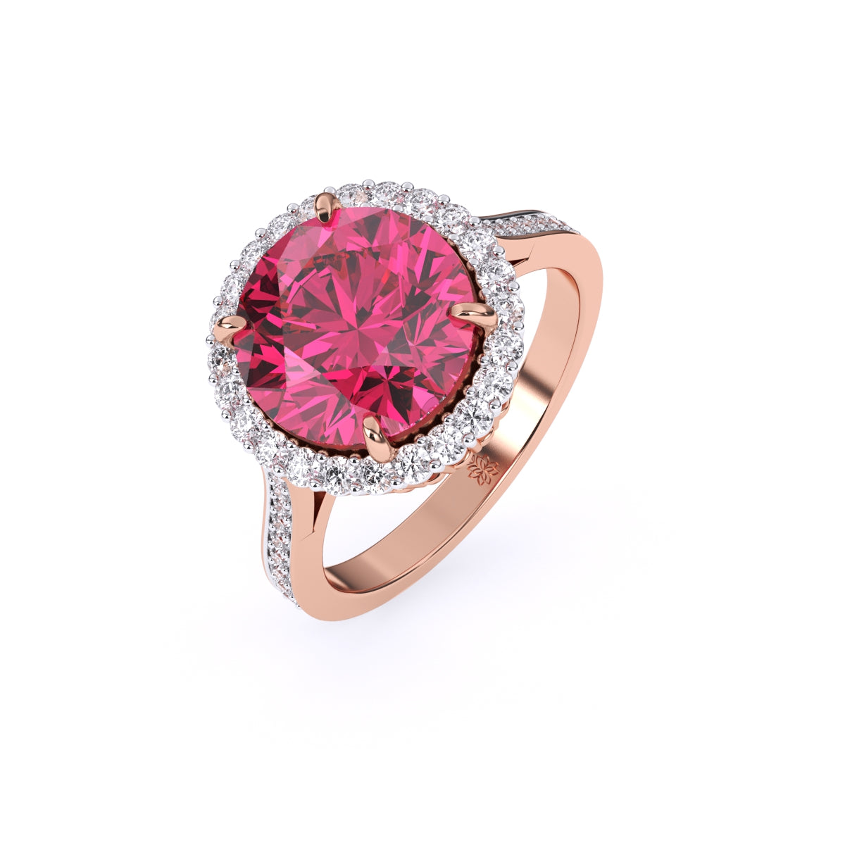 Pink Tourmaline Ring with Round Diamonds