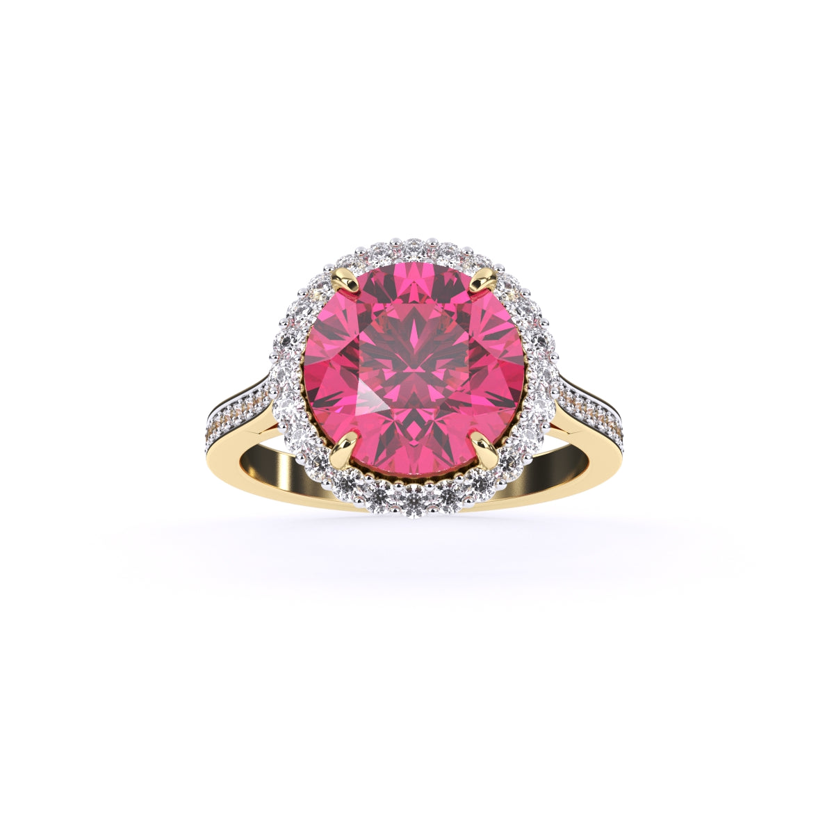 Pink Tourmaline Ring with Round Diamonds