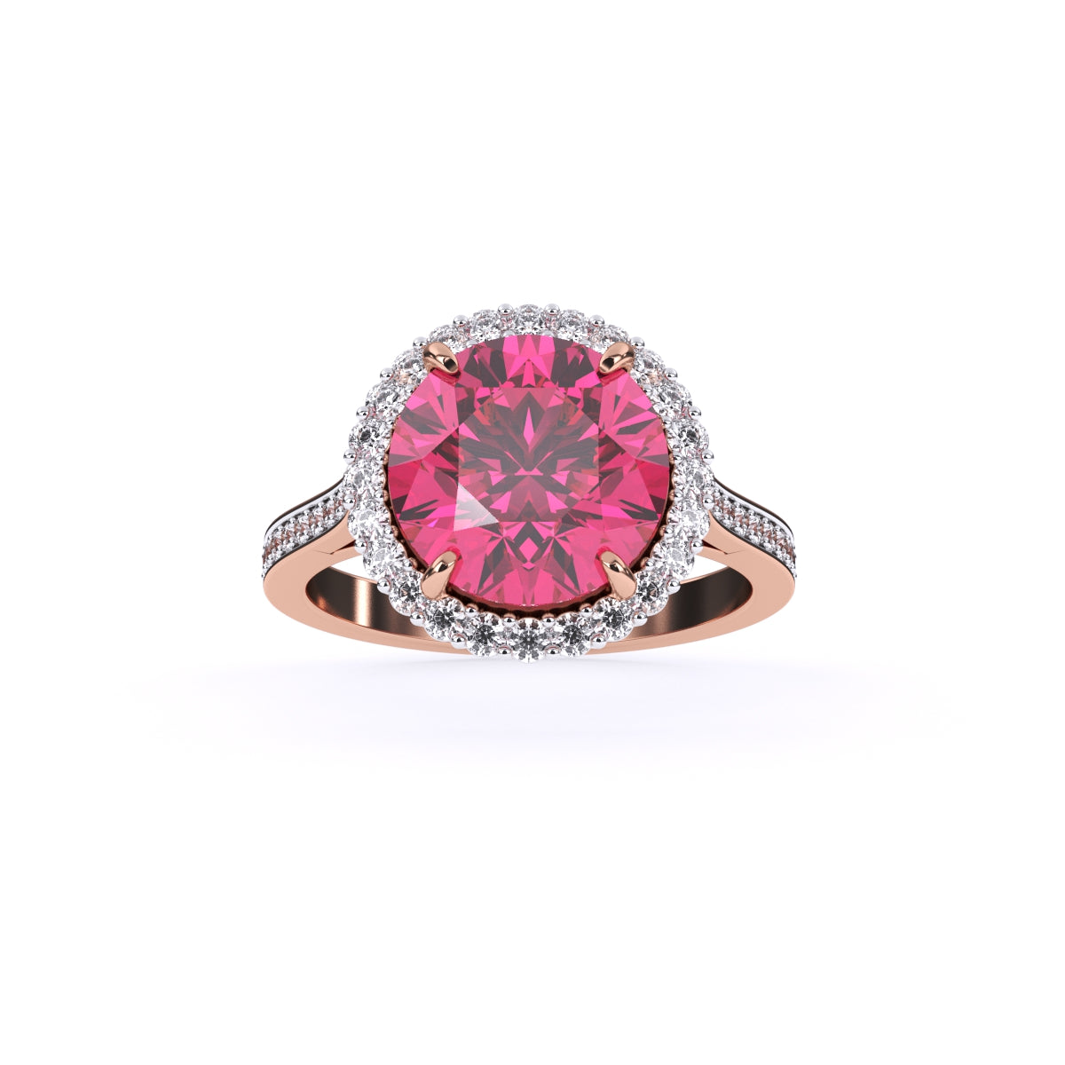 Pink Tourmaline Ring with Round Diamonds