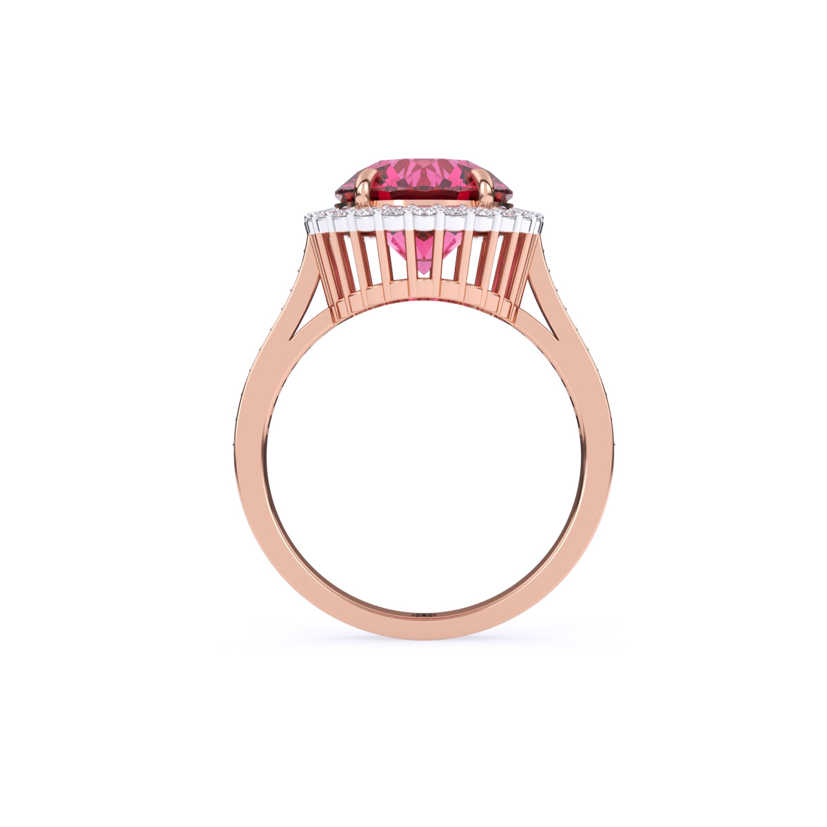 Pink Tourmaline Ring with Round Diamonds