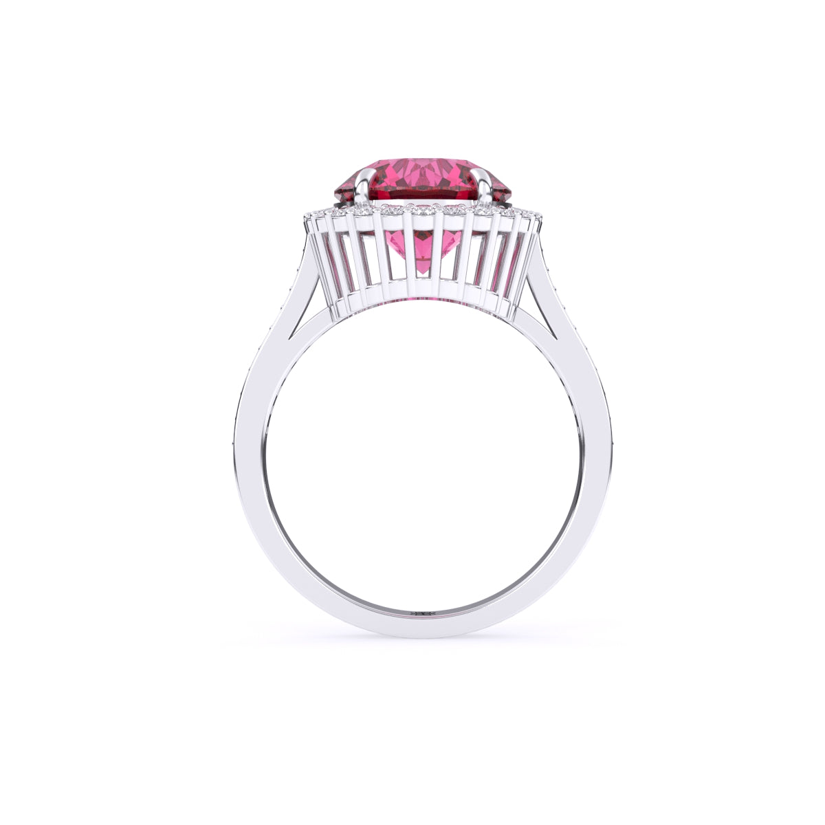 Pink Tourmaline Ring with Round Diamonds