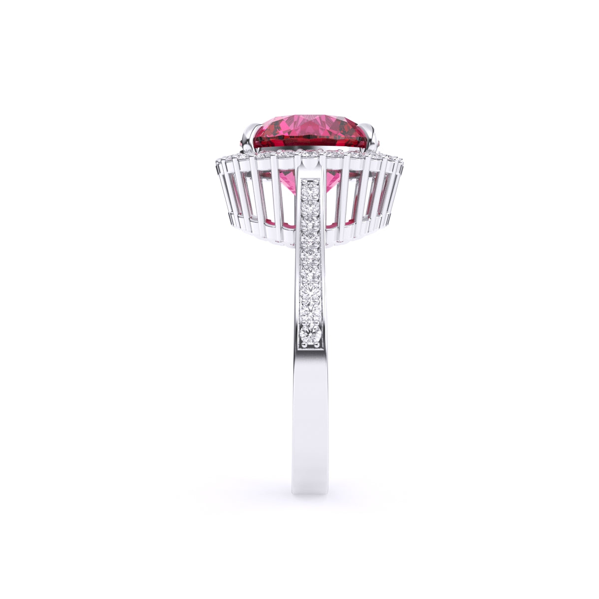 Pink Tourmaline Ring with Round Diamonds