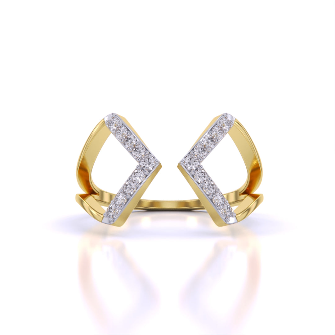 Geometric Diamond Open Ring