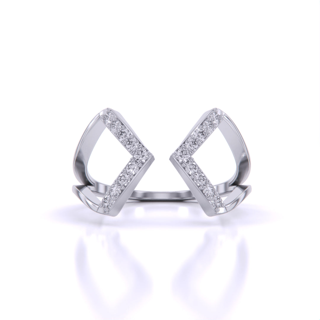 Geometric Diamond Open Ring