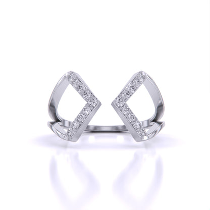 Geometric Diamond Open Ring