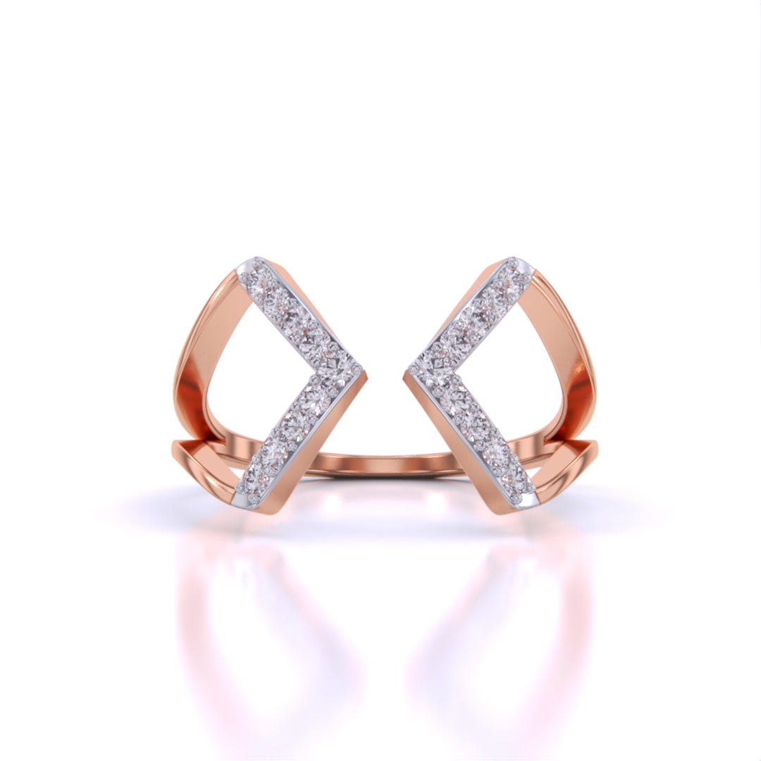 Geometric Diamond Open Ring