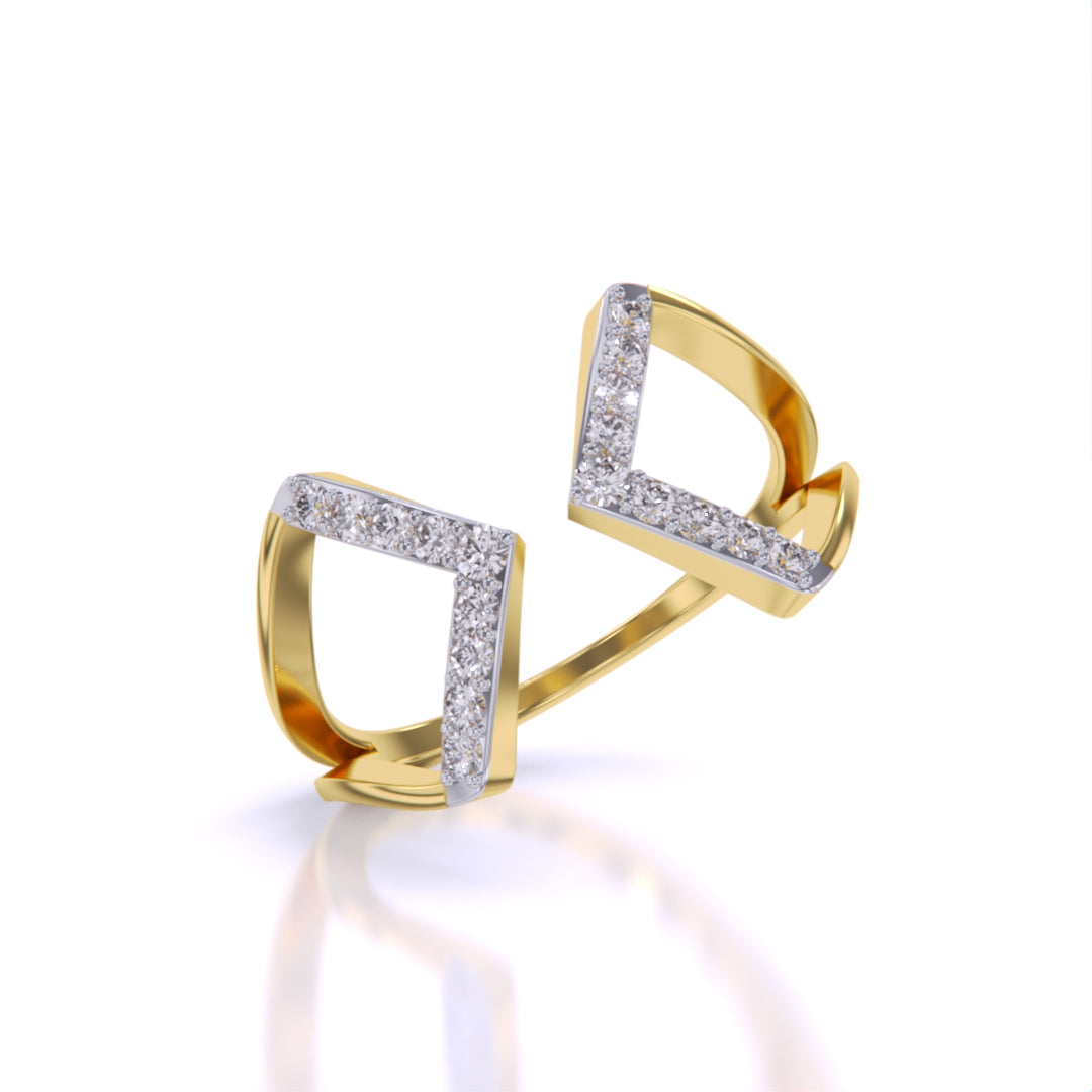 Geometric Diamond Open Ring