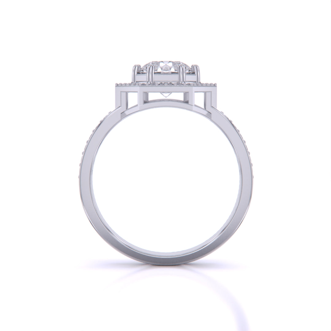 1 Carat Vintage Hexagonal Halo Ring