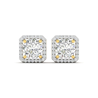Large Diamond Halo Studs for Women Best lab grown diamond jewellery brand