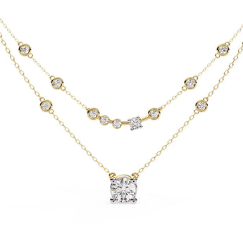 Buy Solitaire Layered Diamond Minimalist Necklace at Ivana Jewels Best lab grown diamond jewellery brand