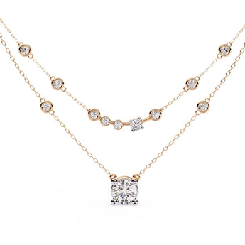 Buy Solitaire Layered Diamond Minimalist Necklace at Ivana Jewels Best lab grown diamond jewellery brand