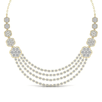 Buy Layered Round Cut Gold Diamond Necklace Online from Ivana Jewels Best lab grown diamond jewellery brand
