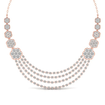 Buy Layered Round Cut Gold Diamond Necklace Online from Ivana Jewels Best lab grown diamond jewellery brand