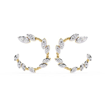 Buy Leaf Design Diamond Hoop Earring from Ivana Jewels Best lab grown diamond jewellery brand
