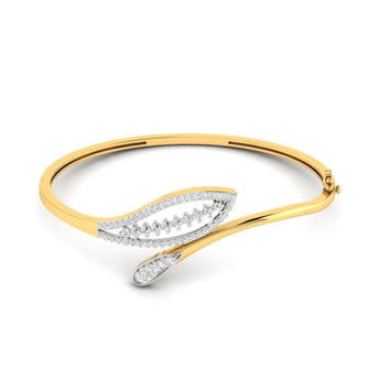 Buy 1 Carat Leaf Whisper Gold Diamond Bangle Online from Ivana Jewels Best lab grown diamond jewellery brand