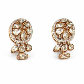 Vintage Style Uncut Diamond (Polki) Chandelier Drop Earrings