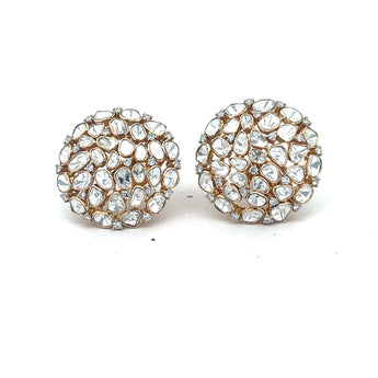Elegant Polki Round Diamond Stud Earrings