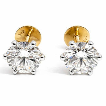2.2 Carat Round Brilliant Cut Diamond Solitaire Studs
