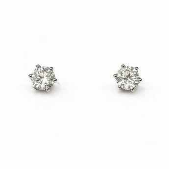 Classic Round Brilliant Diamond Stud Earrings in Yellow Gold