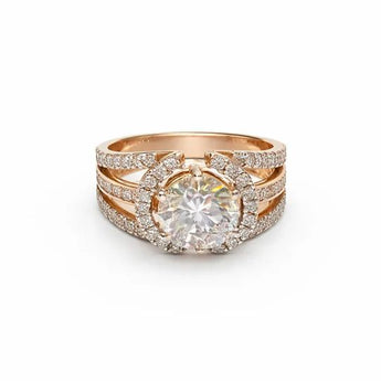 2.9 Carat Round Brilliant Diamond Halo Ring in 14K Rose Gold