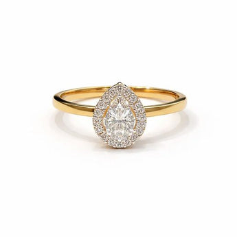 Exquisite Pear and Emerald Cut Diamond Statement Ring