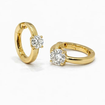 Modern Bezel-Set Solitaire Diamond Bypass J-Hoop Earrings in 14K Gold
