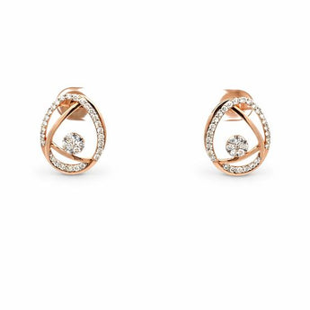 Rose Gold Open Frame Geometric Diamond Halo Stud Earrings