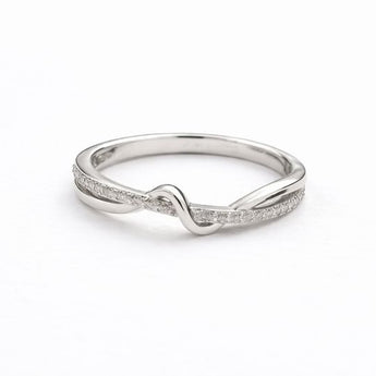 Diamond Wave Band Ring in White Gold