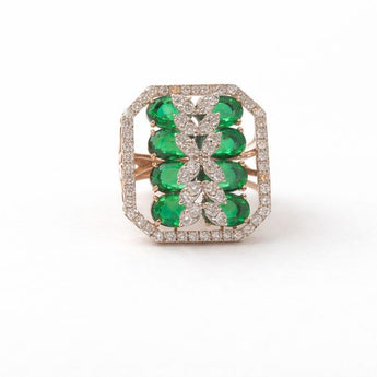 1.29 Carat Lab-Grown Diamond Emerald Green Statement Ring