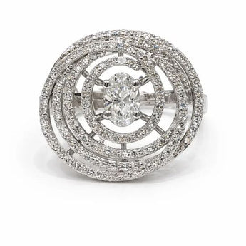 1.66 Carat Diamond Multi-Halo Statement Ring in White Gold