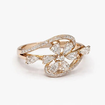 1.03 Carat Diamond Floral Bypass Ring in 14K Gold