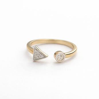 Dainty Yellow Gold Open Band Ring with Minimalist Diamond Shapes