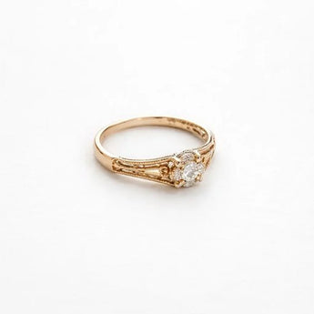 Minimalist Yellow Gold Diamond Ring for Women