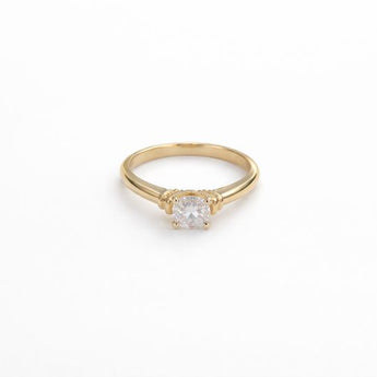 Lab-Grown Pear Cut Diamond Yellow Gold Solitaire Ring