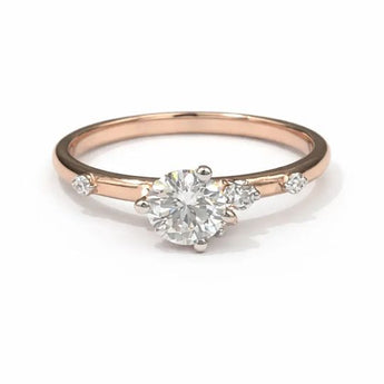 Lab-Grown Round Cut Diamond Rose Gold Solitaire Ring
