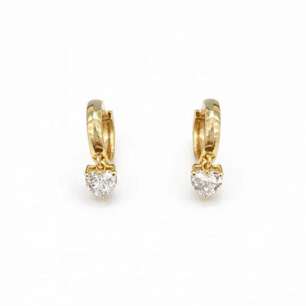 Yellow Gold Diamond Hoop Earrings with Drop