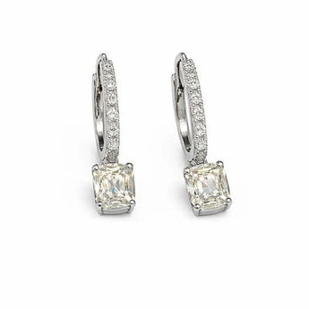 1.0 Carat Each Cushion Solitaire Drop Earrings