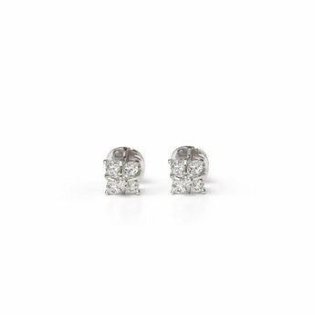 Minimalist Square Cluster Diamond Studs in 14KT White Gold