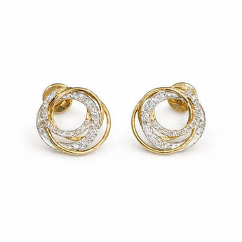 Interlocking Triple Circle Diamond Stud Earrings in 14kt Yellow Gold