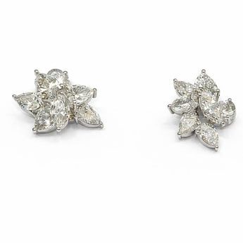 Marquise Cut Diamond Flower Stud Earrings