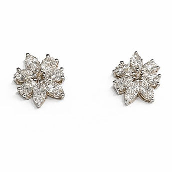 Marquise and Pear Diamond Flower Studs