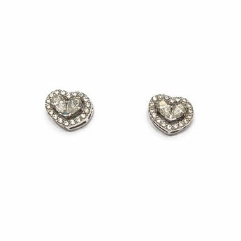 Delicate White Gold Heart-Shaped Diamond Stud Earrings